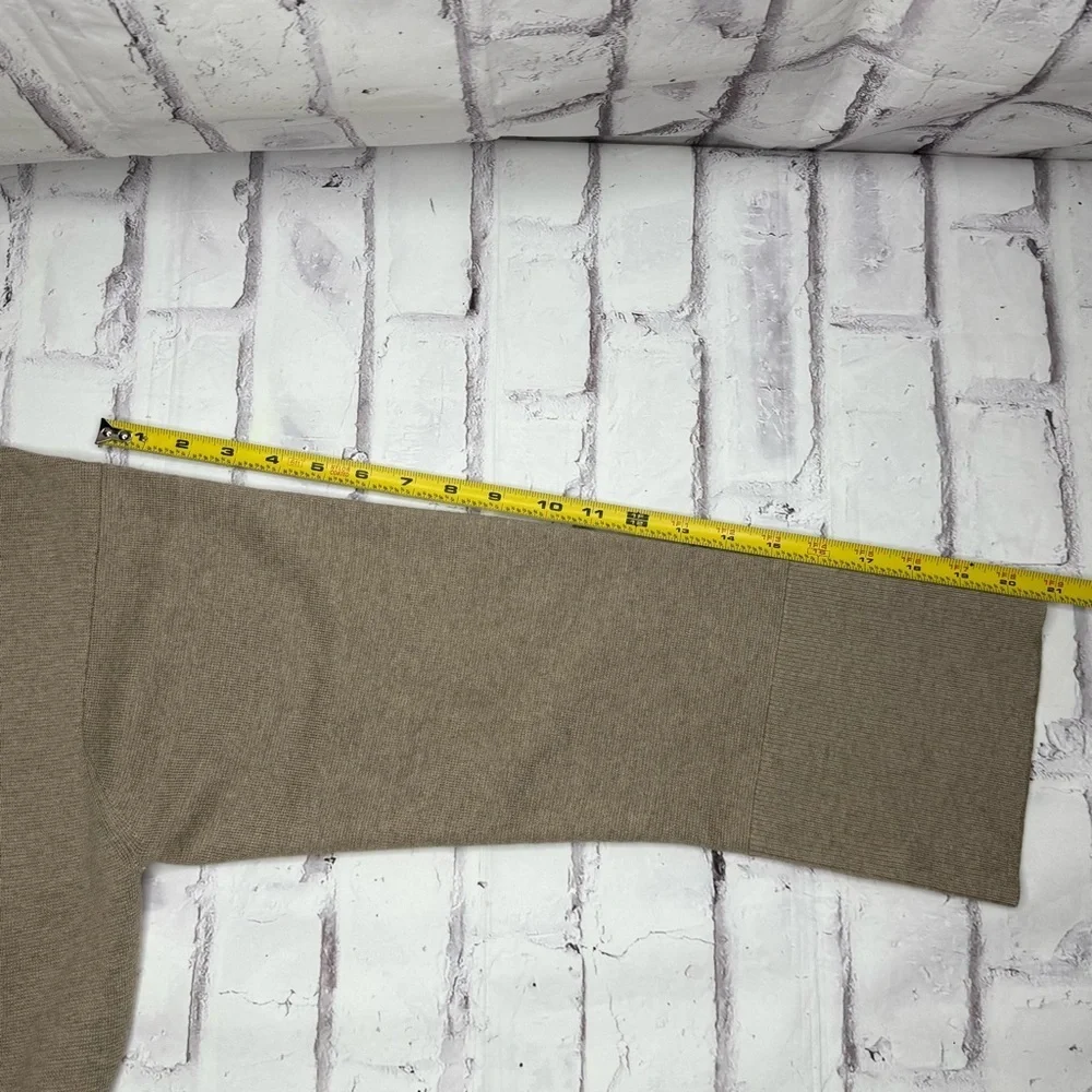 J. Crew Ella Open Front Long Sweater Blazer Sz L Merino Wool Tan Khaki AD753